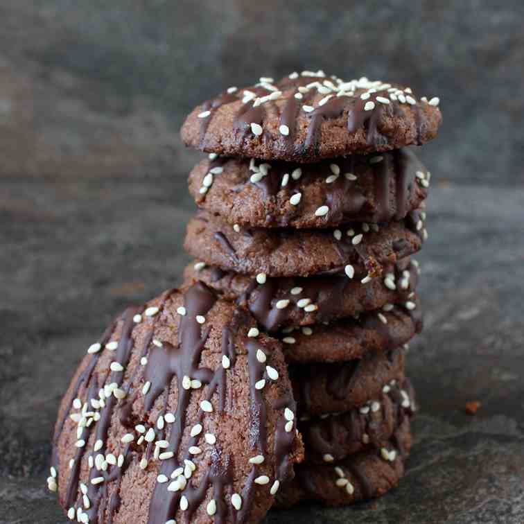 Triple Chocolate Tahini Cookies