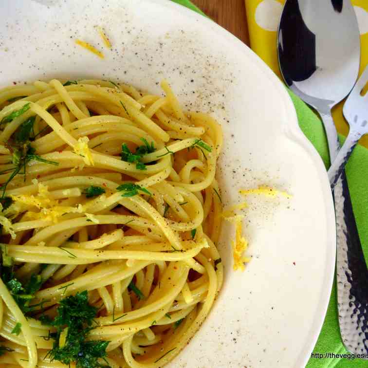 Lemony Herbed Mustard Spaghetti 