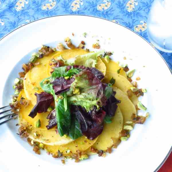 roasted rutabaga with pistachios