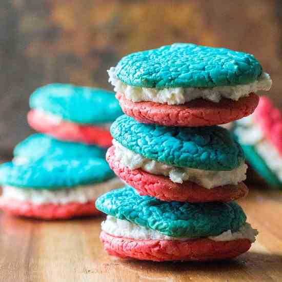 4th of July Cake Mix Whoopie Pies 