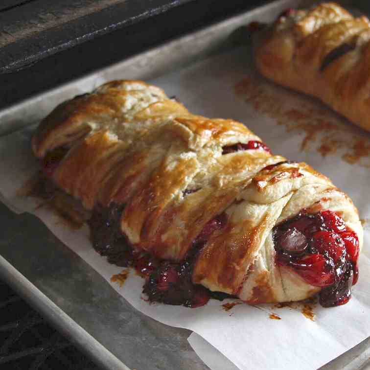 Puff Pastry Chocolate Cherry Braid