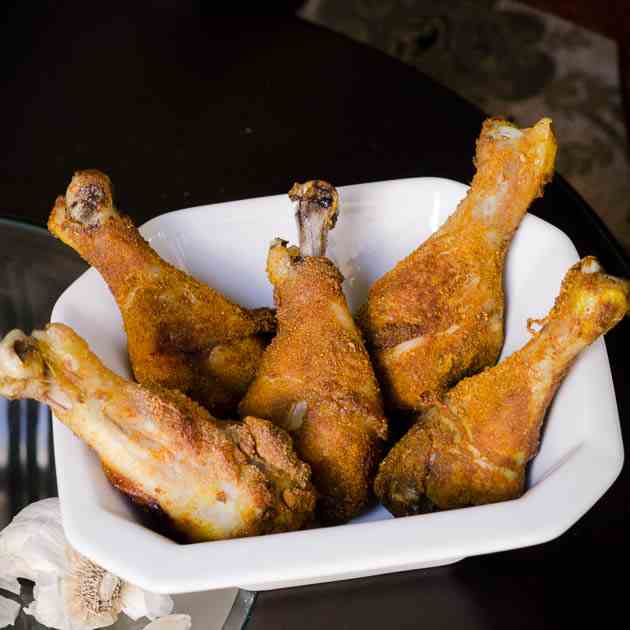 Crispy Garlic Curry Chicken Drumsticks