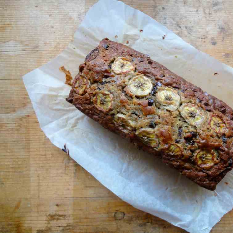 Moist Banana Chocolate Chip Bread 