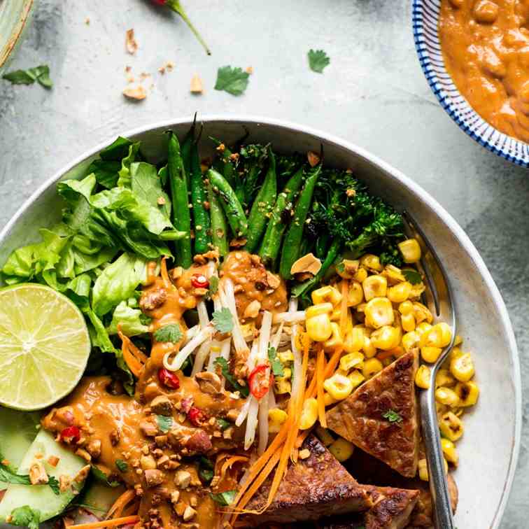 Vegan gado gado salad with tempeh