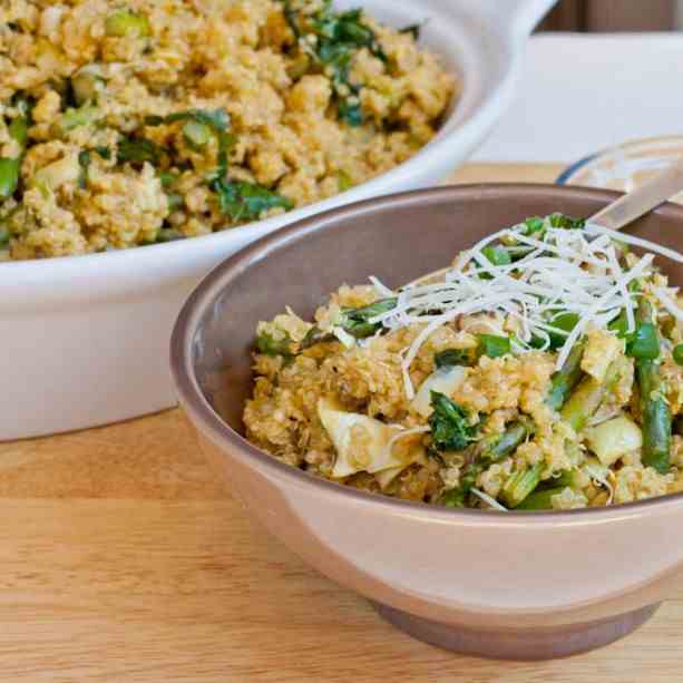 Quinoa with Artichokes, Asparagus and Kale