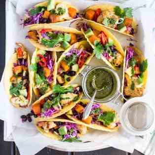 Winter tacos with chimichurri sauce