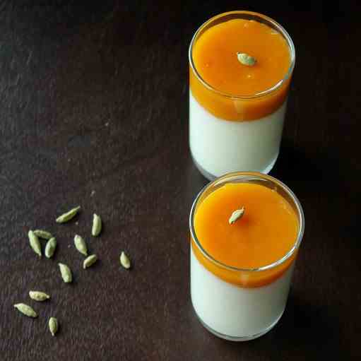 Almond Phirni with mango glaze