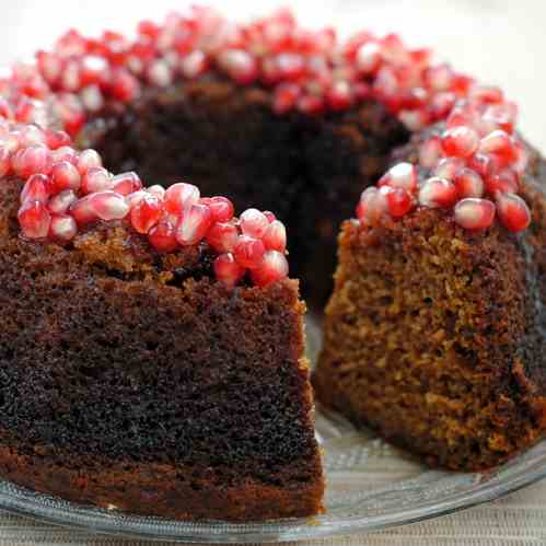 Applesauce Cake with Pomegranate Glaze