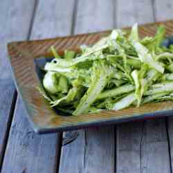 Raw asparagus salad with parmesan dressing