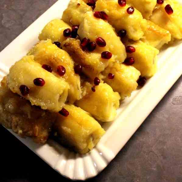 Fried Bananas with Honey and Pomegranate 