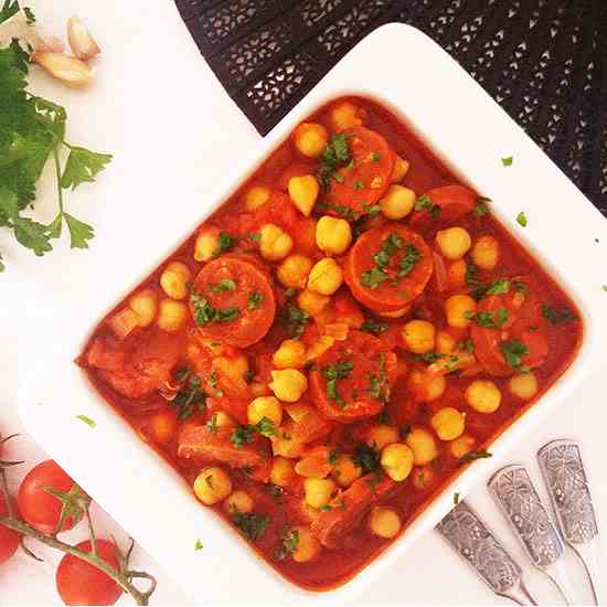 Spanish Chorizo and Chickpea Summer Soup