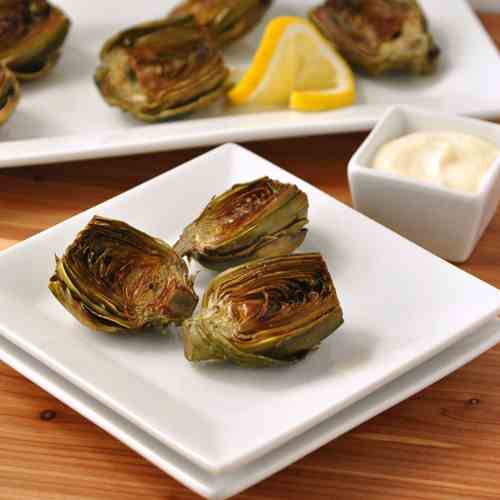 Roasted Baby Artichokes with Lemon Aioli