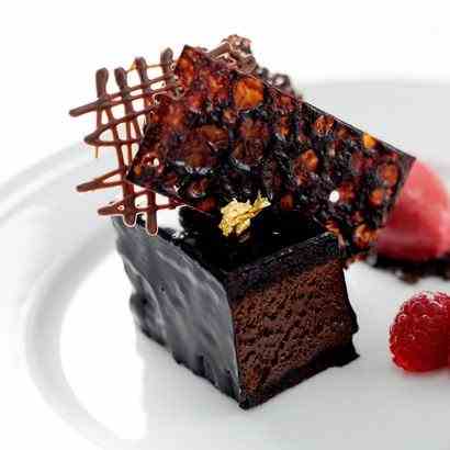 Chocolate mousse cake with raspberries