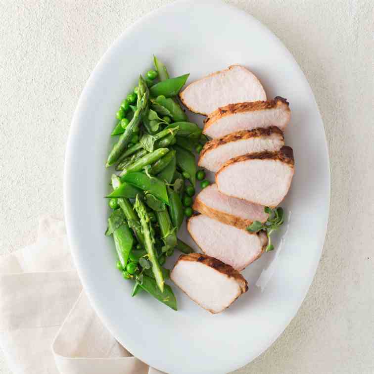 Citrus Pork Loin with Spring Vegetables