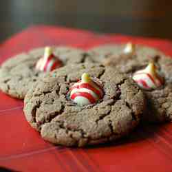 Candy Cane “Kissed” Nutella Cookies
