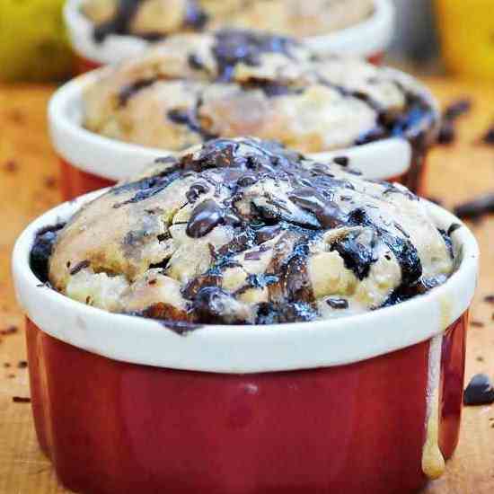 Dark Chocolate and Pear Soufflé