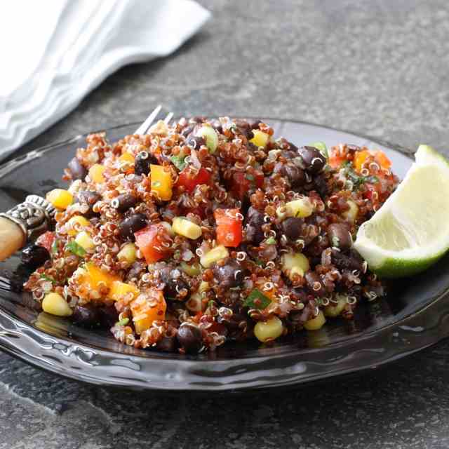Red Quinoa, Black Bean & Bell Pepper Salad