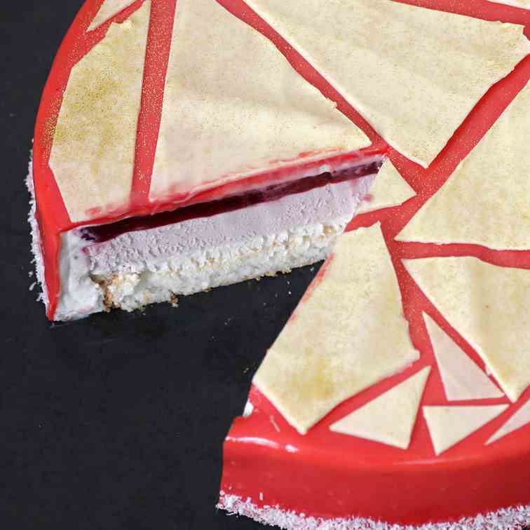 Coconut and Raspberry Mousse Cake