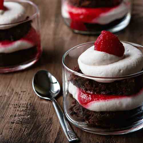 Brownie Trifles with Raspberry Sauce