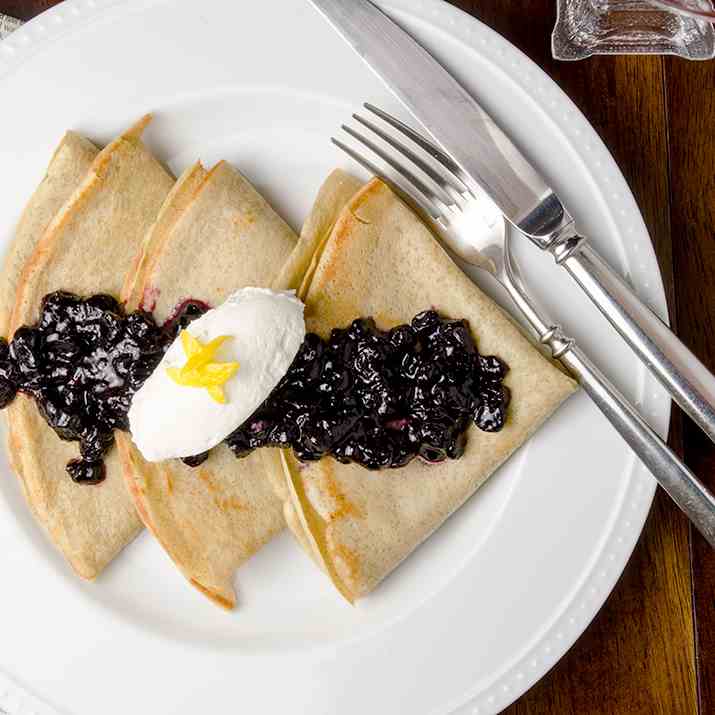Gluten Free Crepes - Blueberry Compote