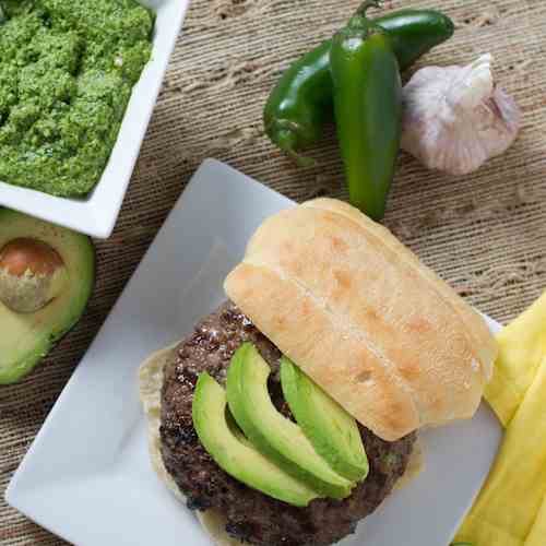 Jalapeño-Pesto Stuffed Burger