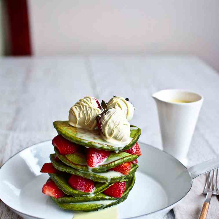 Valentines Day Matcha Pancakes