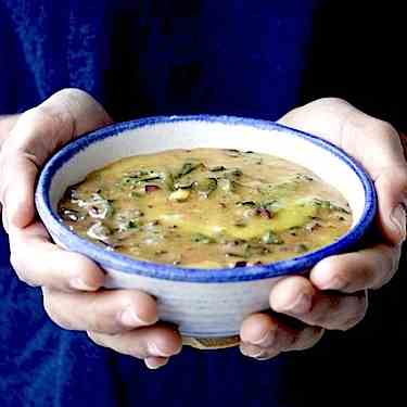 Red Lentil Soup with Beet Greens