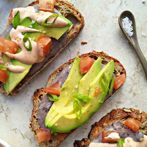 Black bean hummus tartine