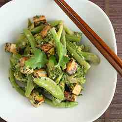 Green Vegetables, Miso and Sesame Salad