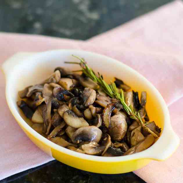 Mushroom Saute with Red Wine and Rosemary