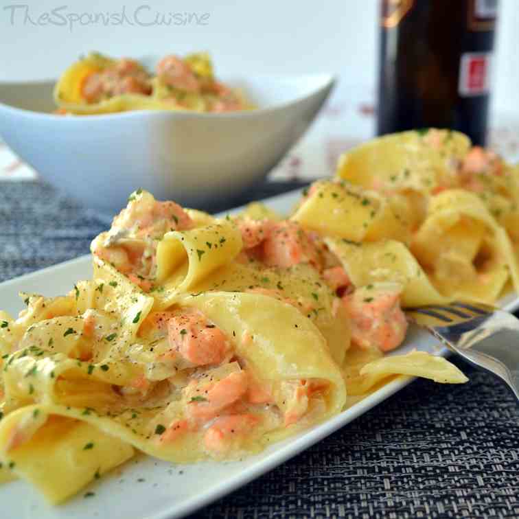 Spanish salmon pasta recipe