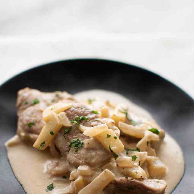 Pork in Apple Brandy Cream Sauce