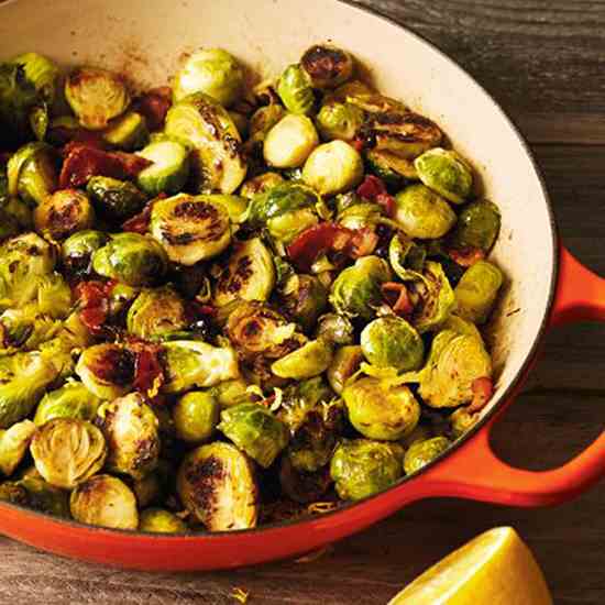 Caramelized Brussels Sprouts with Bacon, L