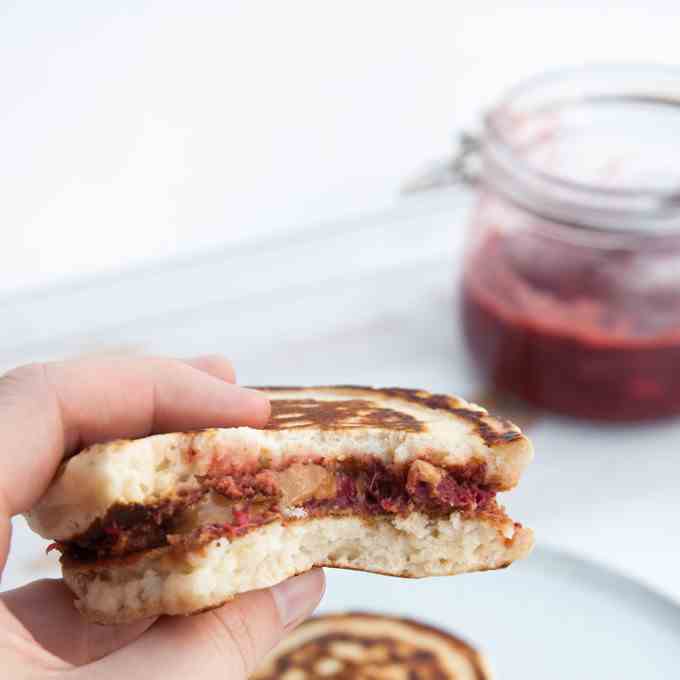 Vegan PBJ Pancake Sandwiches