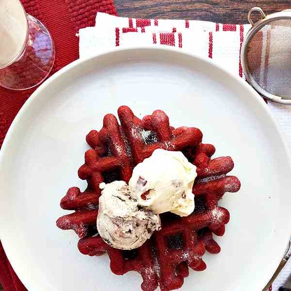 Red velvet waffles