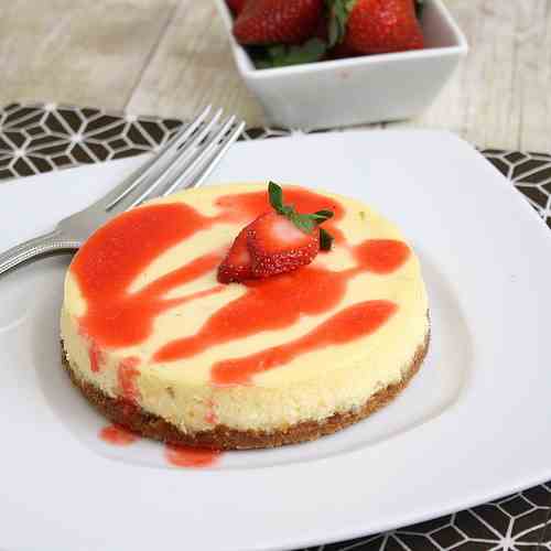Lime Cheesecakes with Strawberry Sauce