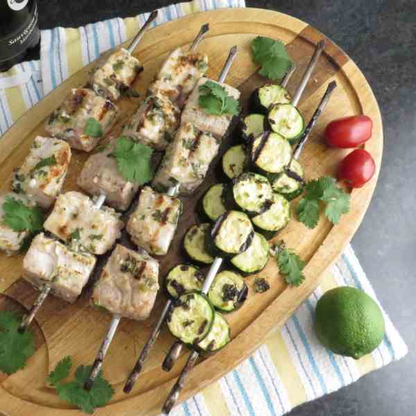 lime-cilantro swordfish kebabs