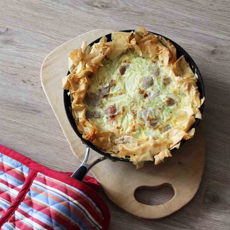 Sausage & Onion Filo Tart