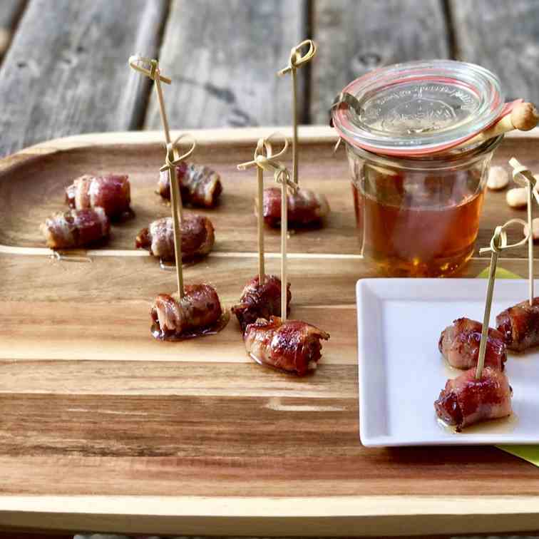 Bacon Wrapped Dates With Honey - Sriracha