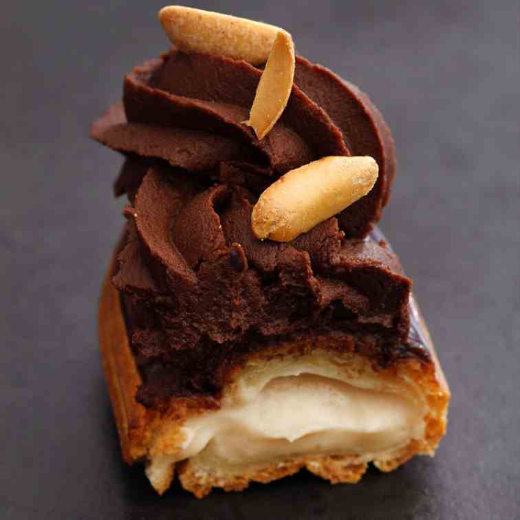 Chocolate and Peanut Butter Eclairs