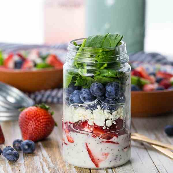 Red White and Blue Mason Jar Salad