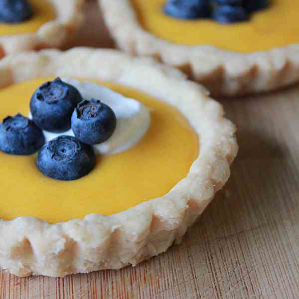 Blueberry mango curd shortbread tartlets