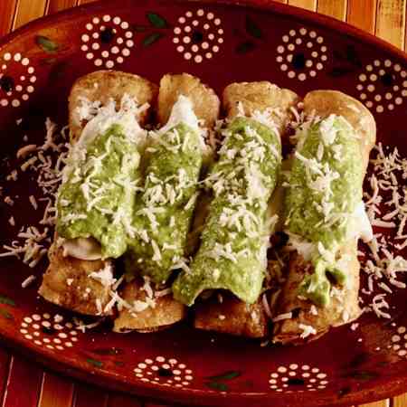 Chicken Taquitos with Avocado Salsa