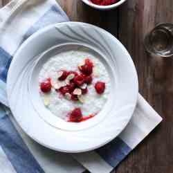 Coconut tapioca with raspberries