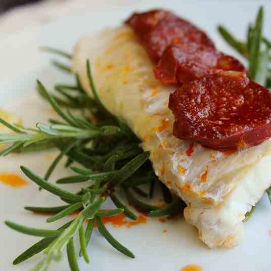 Cod with chorizo ​​and rosemary