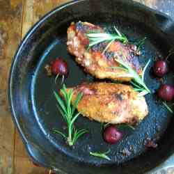 Chicken Stuffed with Cherries and Shallots