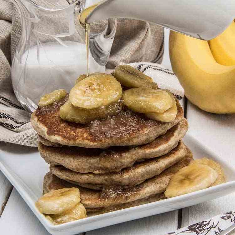 Coconut Vegan Pancakes with Maple Bananas