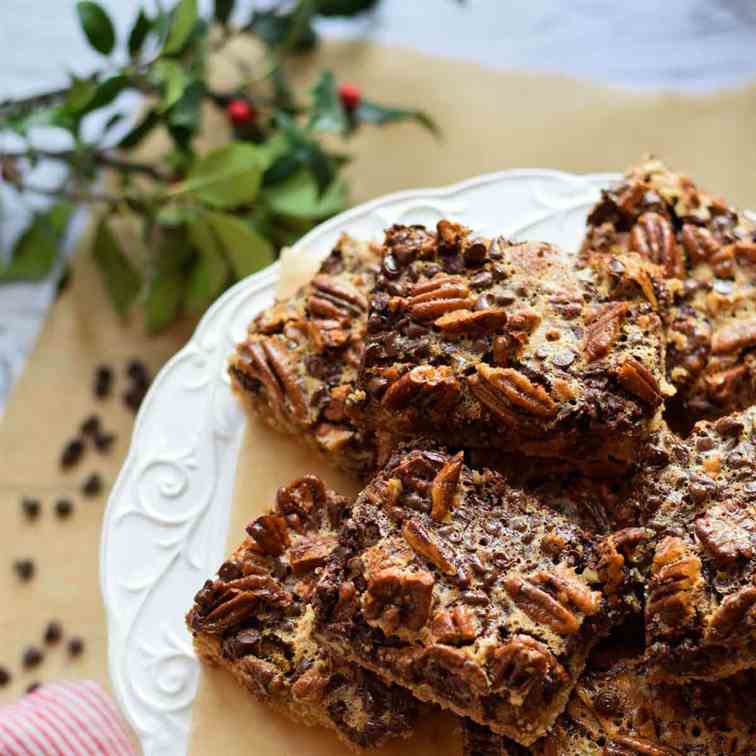 Gluten Free Chocolate Pecan Pie Bars