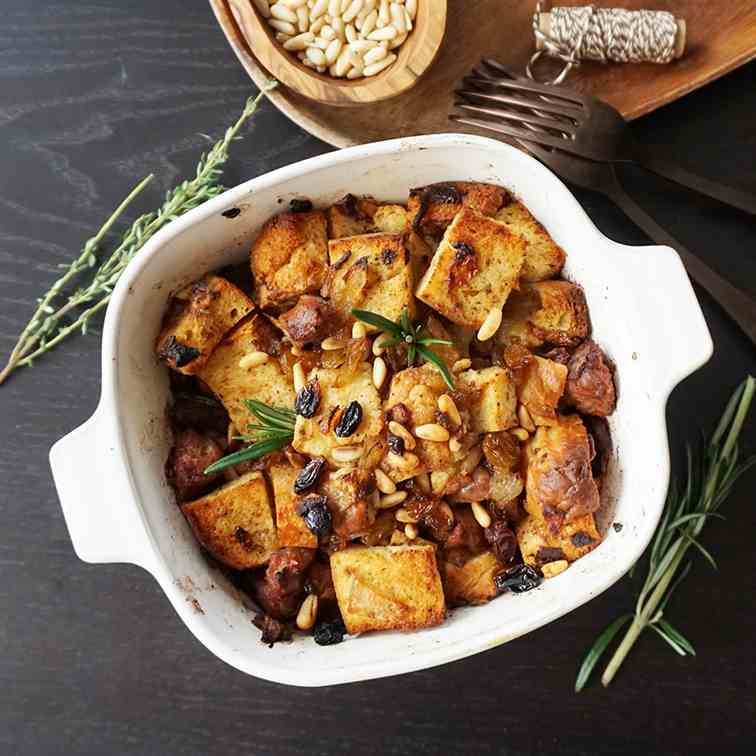 Pine nut brioche sausage stuffing