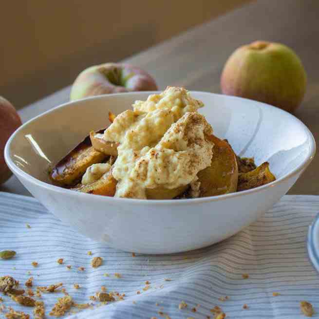 Spiced Apple Granola with Vegan Ricotta (v